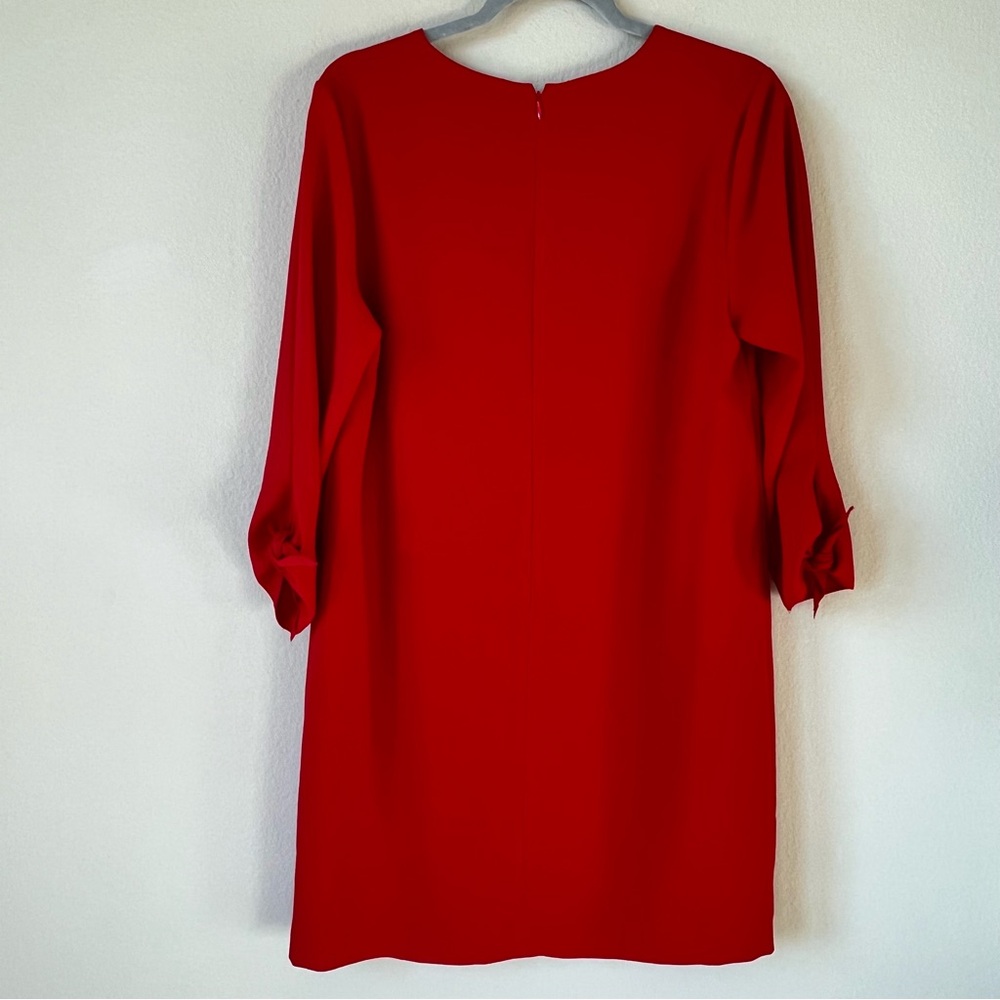 CeCe Vibrant Red Mini Shift Dress Scoop Neck Holiday Festive Cocktail Party 12 - Picture 4 of 9